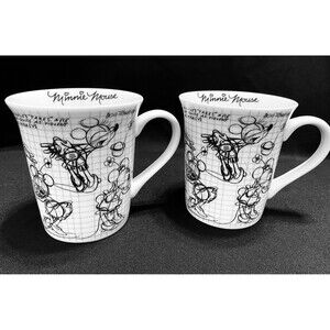 Disney MINNIE MOUSE Sketchbook Coffee/Tea Mugs 2 PCS *NWT*